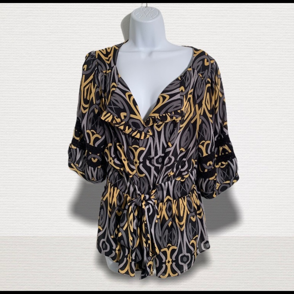 Beautiful Belissimo New York Black Gray XL Blouse